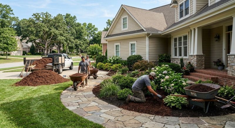 Red Mulch Installation in Ventura County, CA